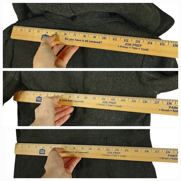 Guess Wool‎ Peacoat S Women Removable Hood Black Pockets Horn Toggle Buttons 90s - Picture 5 of 15